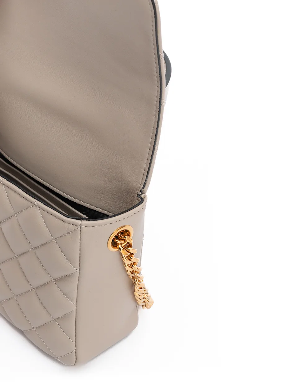 Taupe Quilted Leather Handbag - Image 4