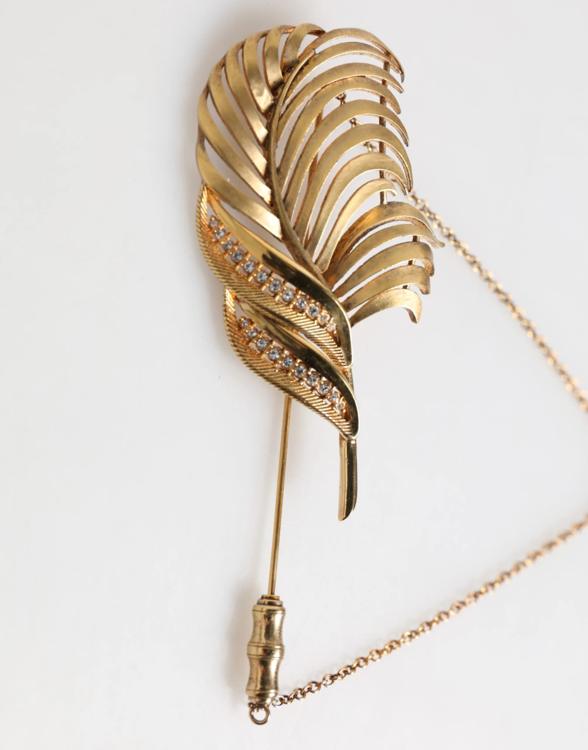 Gold Sterling Silver925 Leaf Embellished Lapel Pin Brooch - Image 2