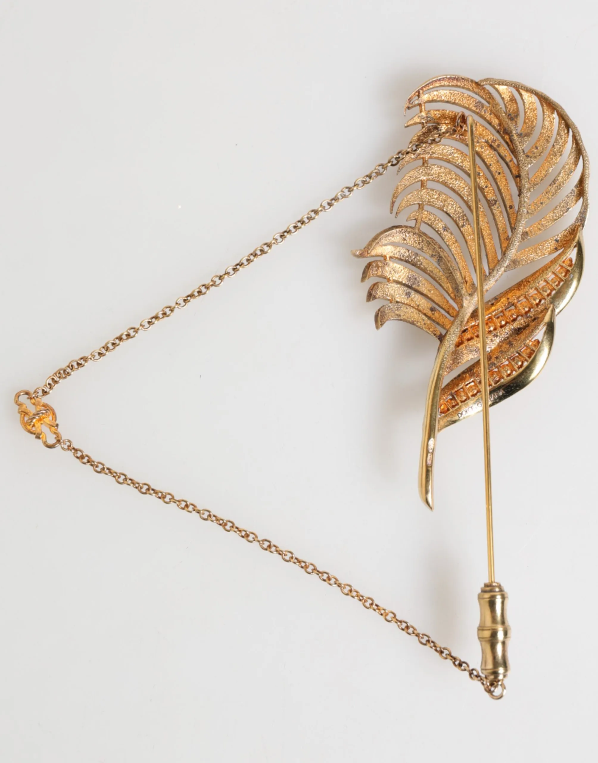 Gold Sterling Silver925 Leaf Embellished Lapel Pin Brooch - Image 3
