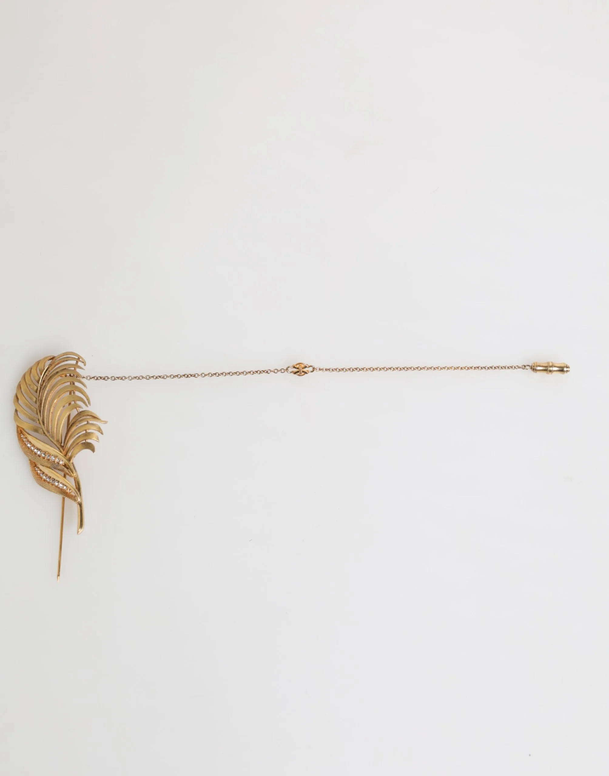 Gold Sterling Silver925 Leaf Embellished Lapel Pin Brooch - Image 4