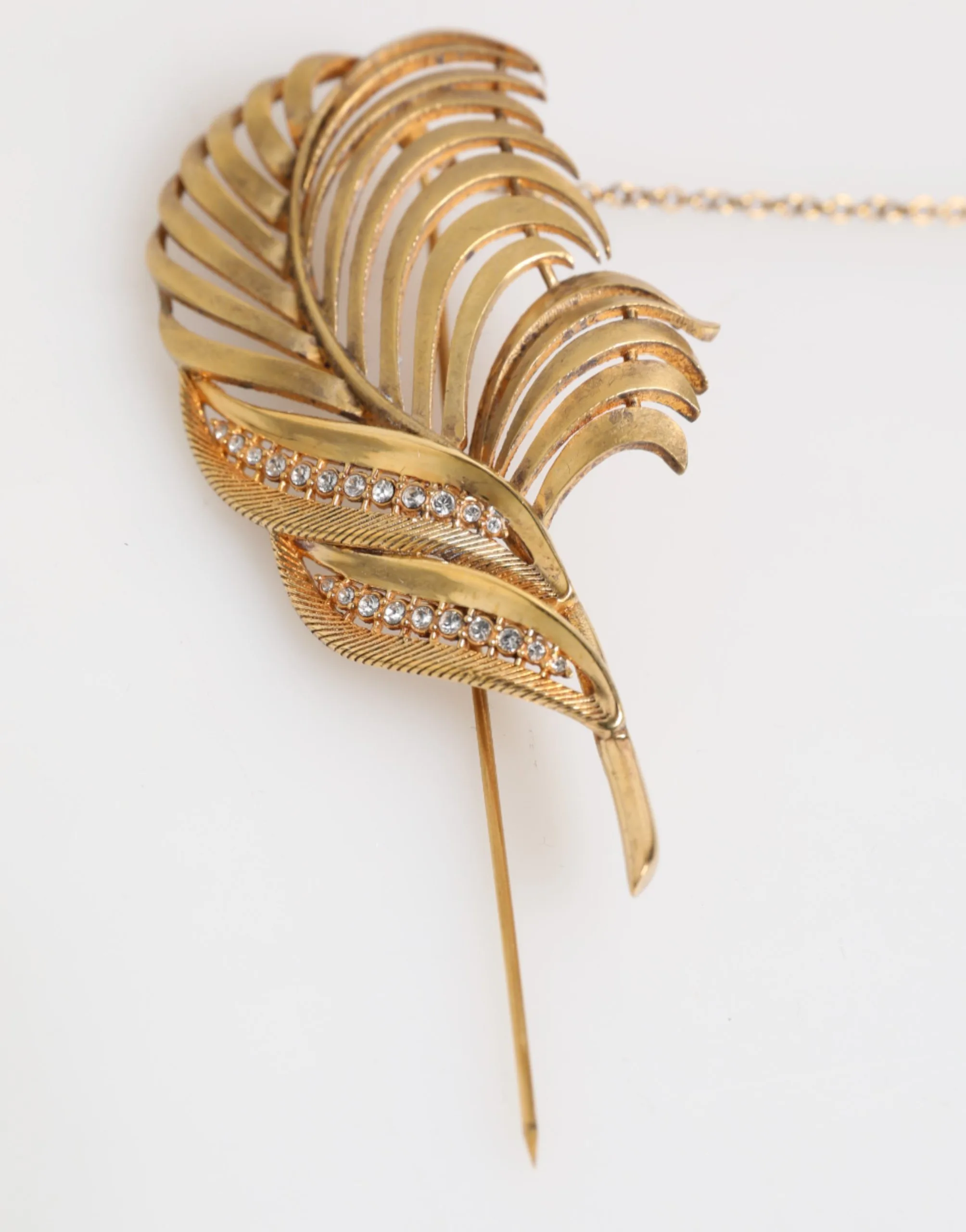 Gold Sterling Silver925 Leaf Embellished Lapel Pin Brooch - Image 5