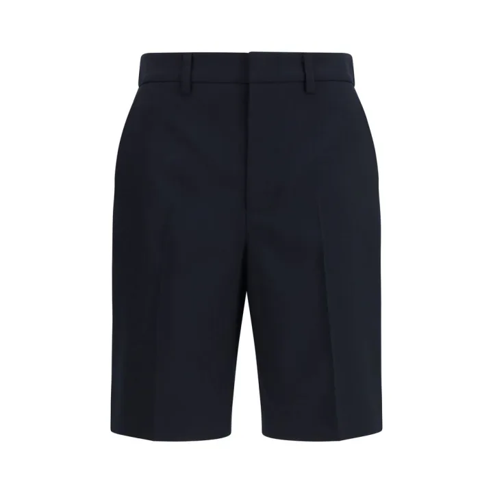 Black Cotton Bermuda Shorts