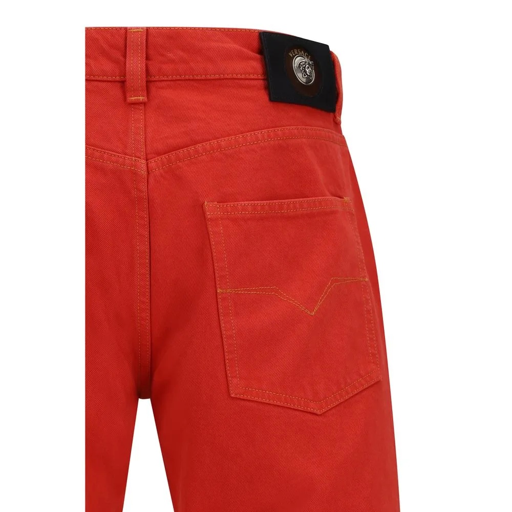 Red Cotton Straight - Leg Jeans - Image 3