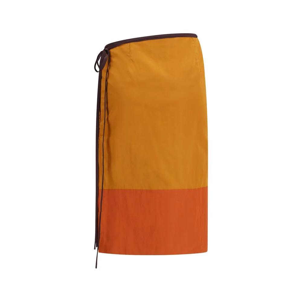 Orange Nylon Midi Skirt - Image 2