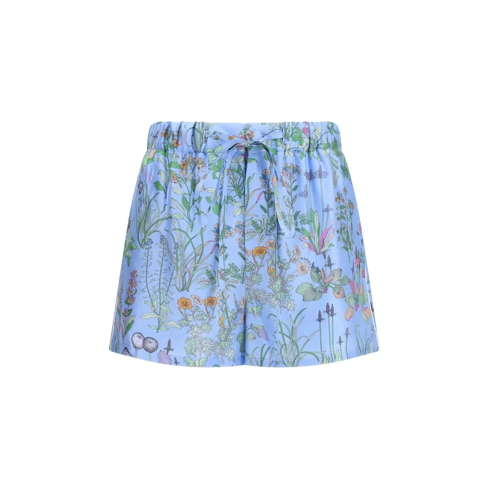 Blue Silk Bermuda Shorts