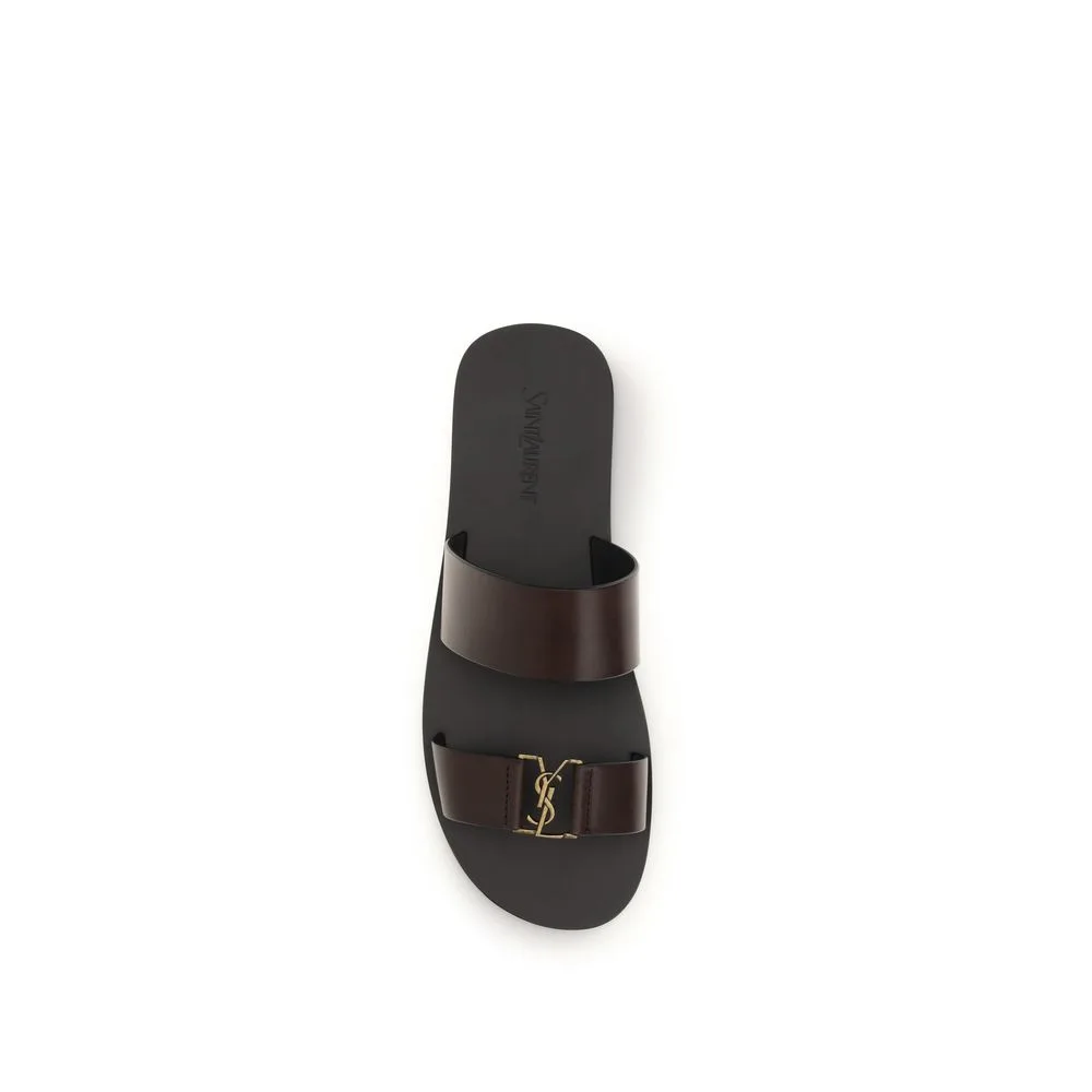 Brown Calf Leather Bos Taurus Flat Sandals - Image 4