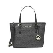 Michael Kors XS Carry All Jet Set Travel Womens Tote (BLACK SIG/GOLD)