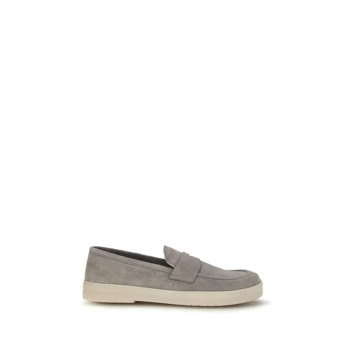 Gray Calf Leather Bos Taurus Slip - On Loafers
