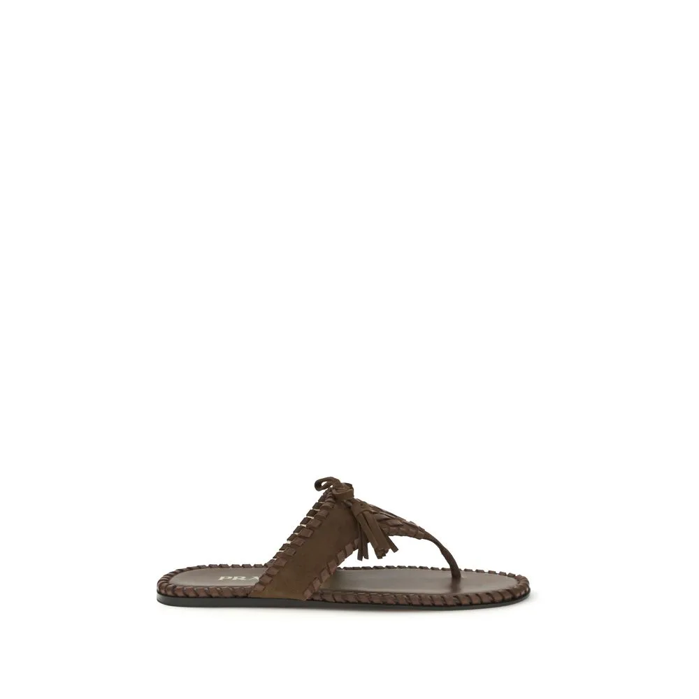 Brown Calf Leather Bos Taurus Flat Sandals