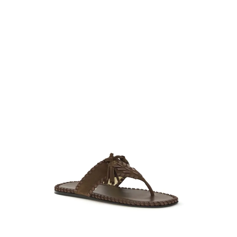 Brown Calf Leather Bos Taurus Flat Sandals - Image 2