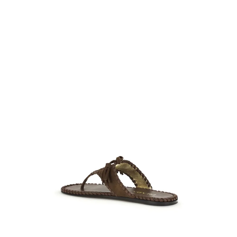 Brown Calf Leather Bos Taurus Flat Sandals - Image 3
