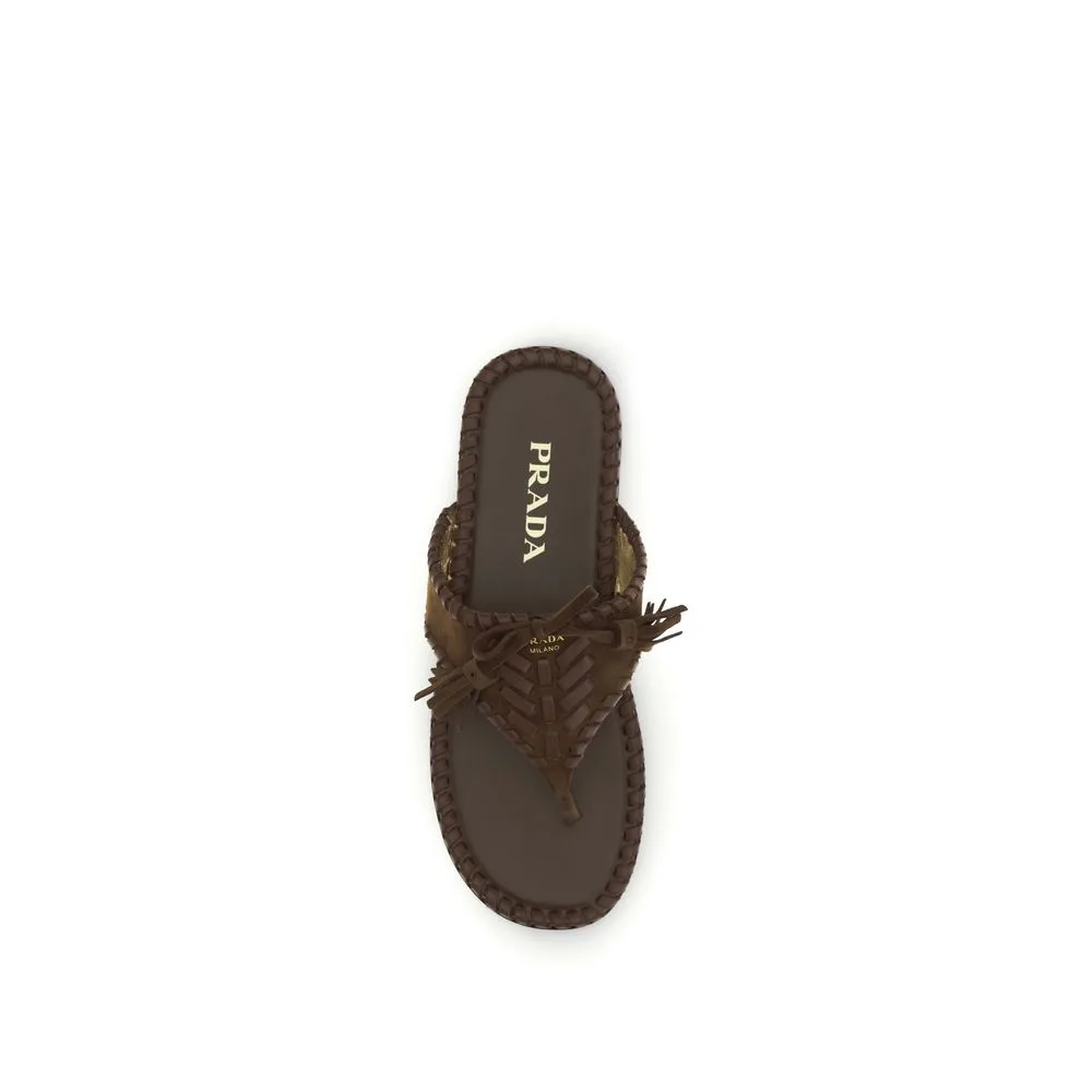 Brown Calf Leather Bos Taurus Flat Sandals - Image 4