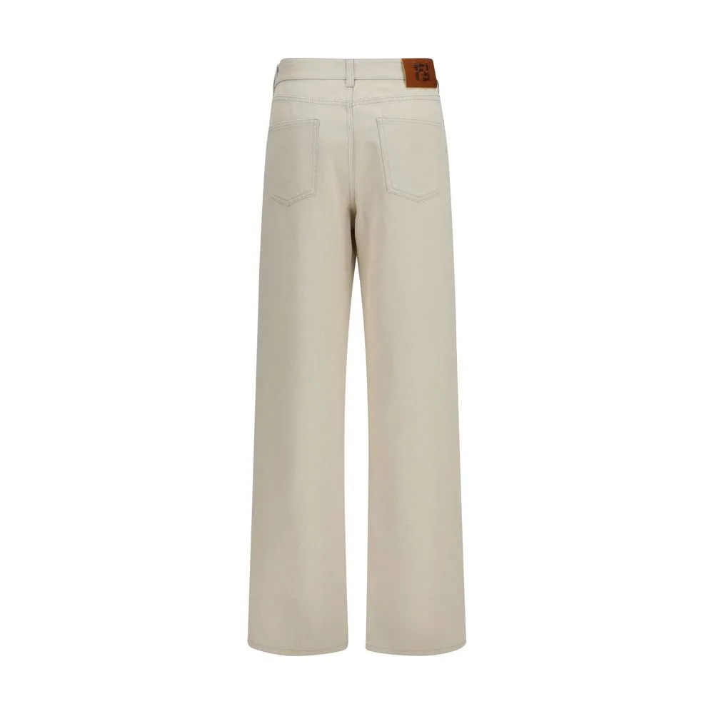 Beige Cotton Straight - Leg Jeans - Image 2