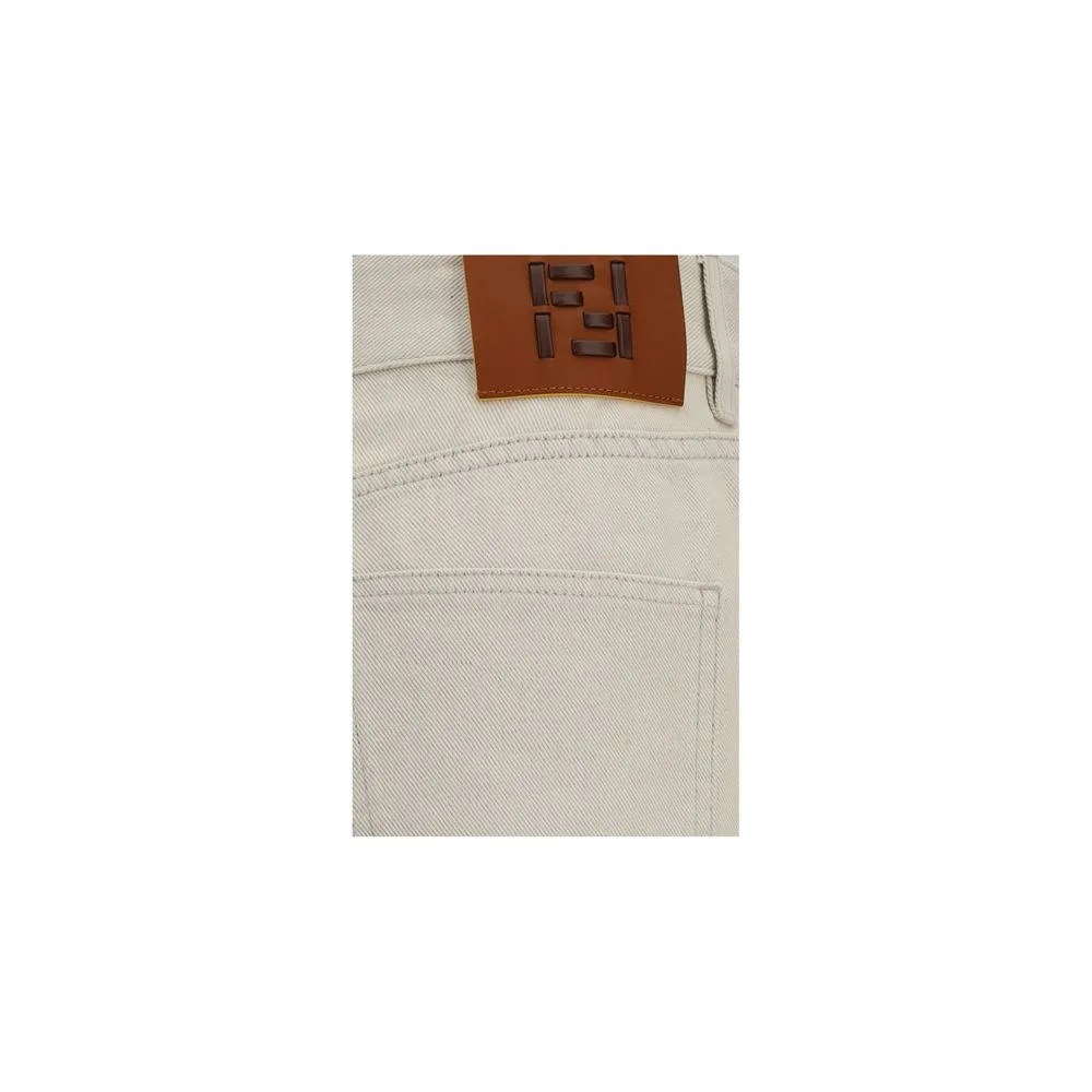 Beige Cotton Straight - Leg Jeans - Image 3