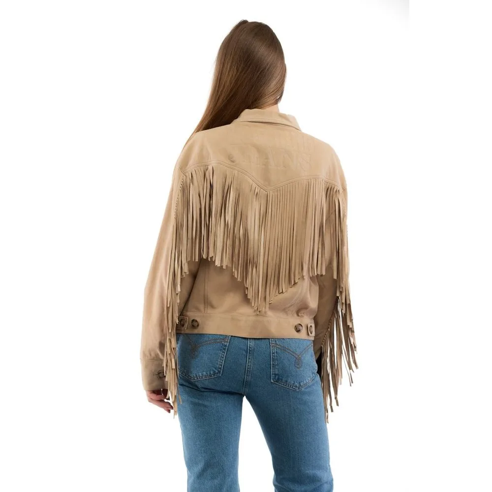 Beige Cotton Leather Jacket - Image 3