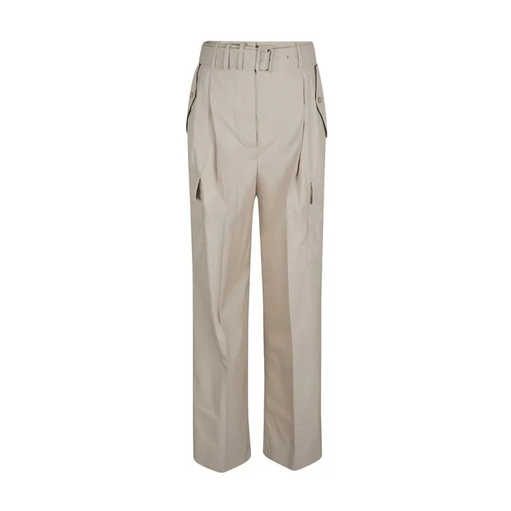 Beige Cotton Cargo Pants