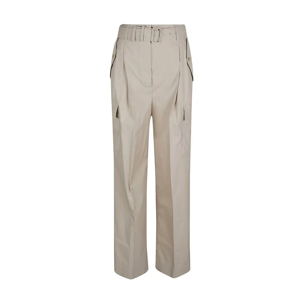 Beige Cotton Cargo Pants