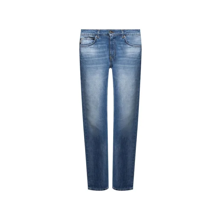 Blue Cotton Straight - Leg Jeans
