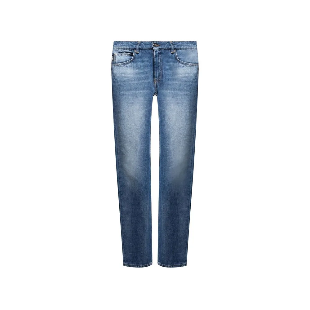 Blue Cotton Straight - Leg Jeans