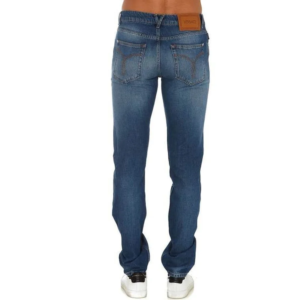 Blue Cotton Straight - Leg Jeans - Image 3