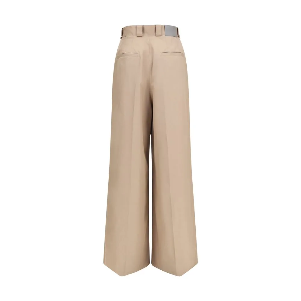Beige Cotton Flared Pants - Image 2