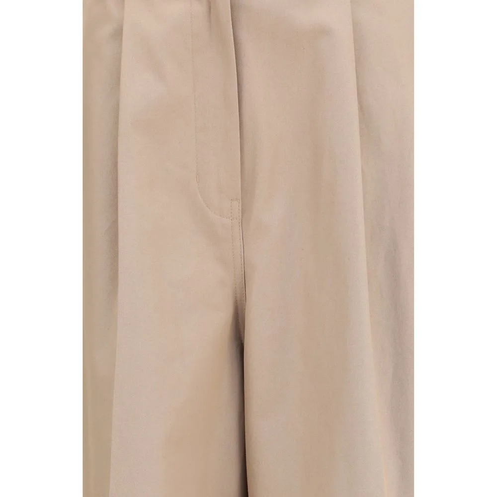 Beige Cotton Flared Pants - Image 3