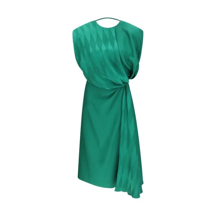Bicolor Silk Casual Dress