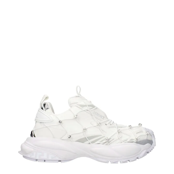 White Fabric Sneakers
