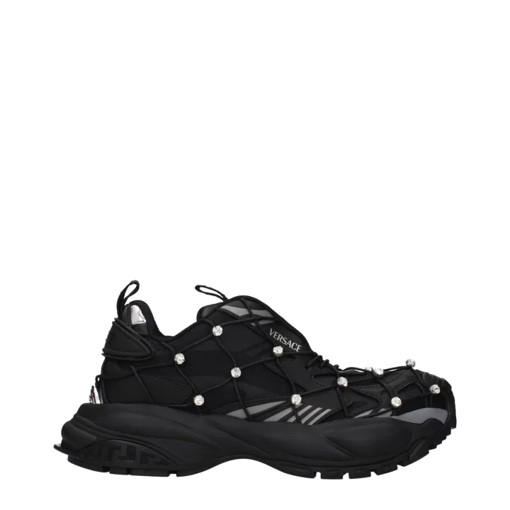 Black Fabric Chunky Sneakers