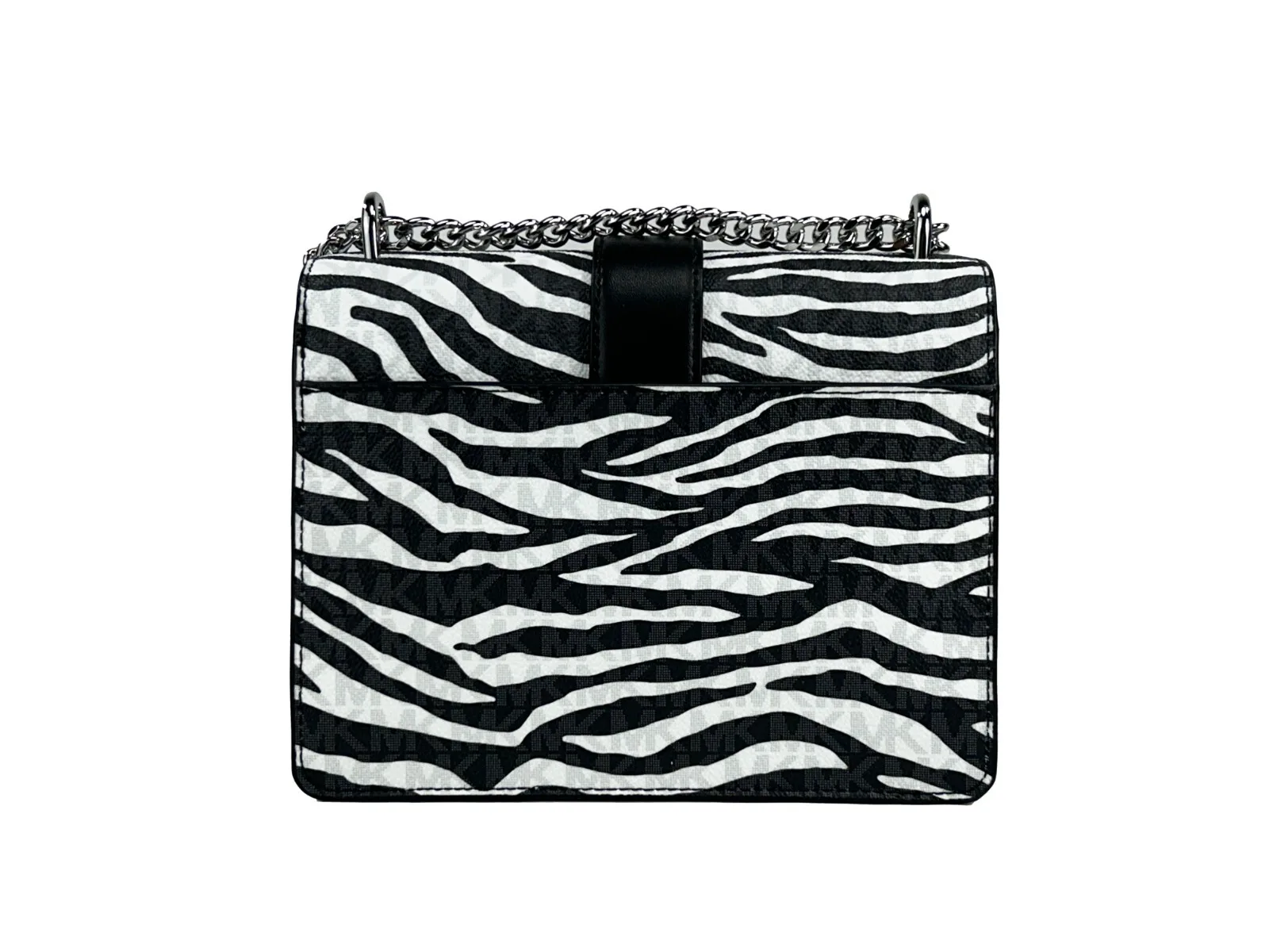 Michael Kors Greenwich Small Print Logo Crossbody Tote Chain Bag Black/White - Image 3