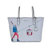Michael Kors Jet Set Travel Girls Medium Signature Carryall Tote White MK - Image 4