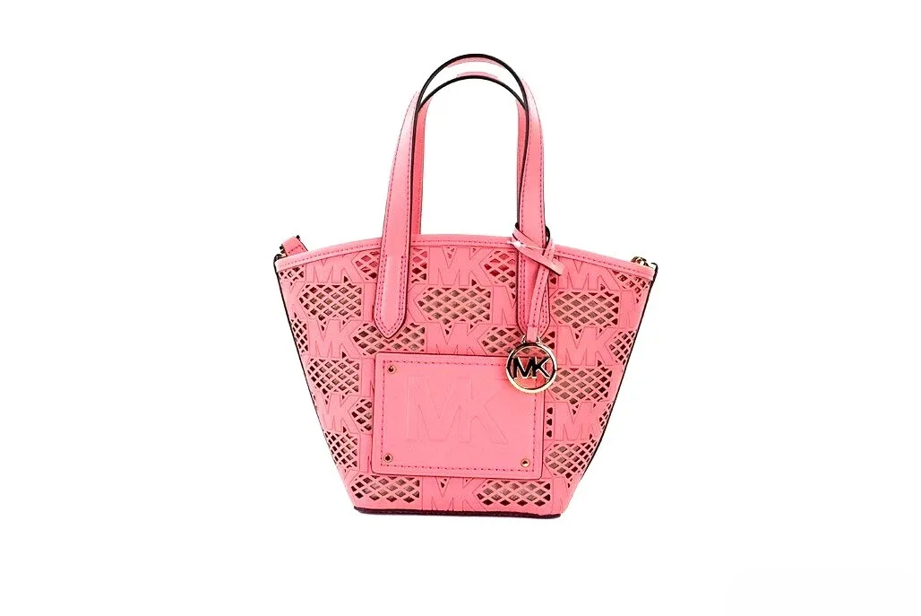 Michael Kors Kimber Small Tea Rose Leather 2 - In - 1 Zip Tote Messenger Bag Purse