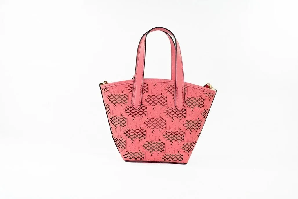 Michael Kors Kimber Small Tea Rose Leather 2 - In - 1 Zip Tote Messenger Bag Purse - Image 2