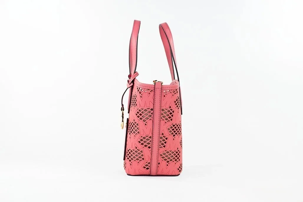 Michael Kors Kimber Small Tea Rose Leather 2 - In - 1 Zip Tote Messenger Bag Purse - Image 4