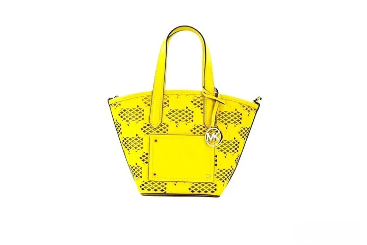Michael Kors Kimber Small Daffodil Leather 2 - In - 1 Zip Tote Messenger Bag Purse