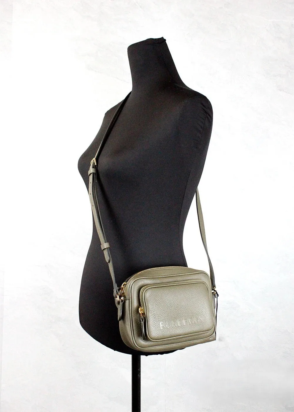 Burberry Small Branded Dark Fern Green Grainy Leather Camera Crossbody Bag - Image 2