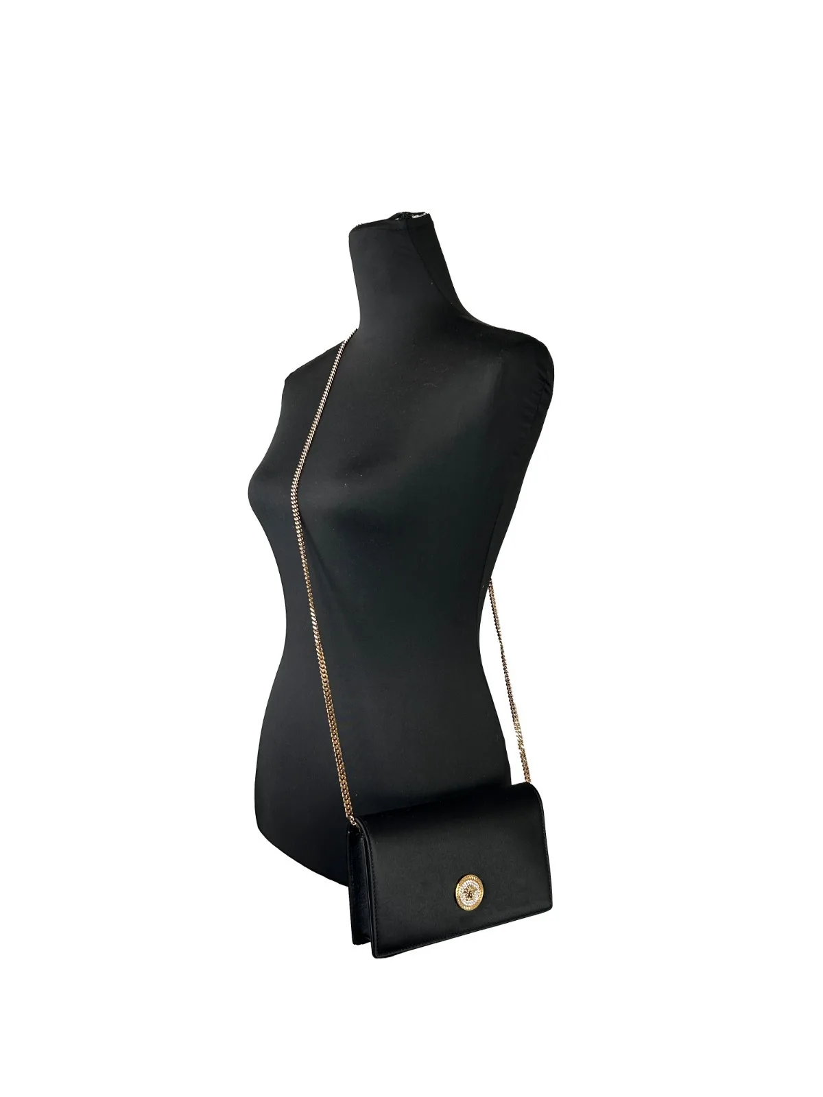 Versace Mini Chain Black Crossbody Wallet Bag - Image 4
