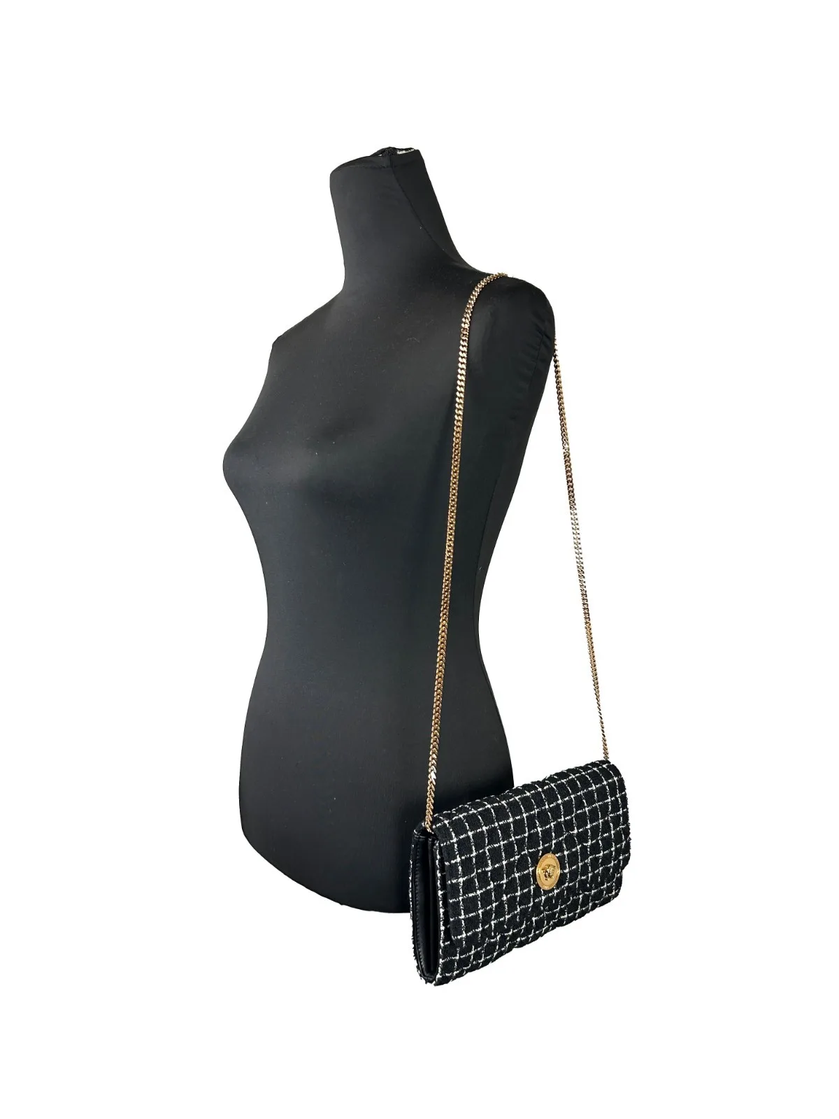 Versace Wallet On A Chain Fabric Black Crossbody Bag - Image 4