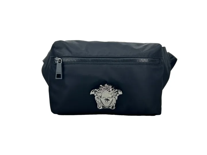 Versace Medusa Black Nylon Belt Bag Waist Fanny Pack Purse