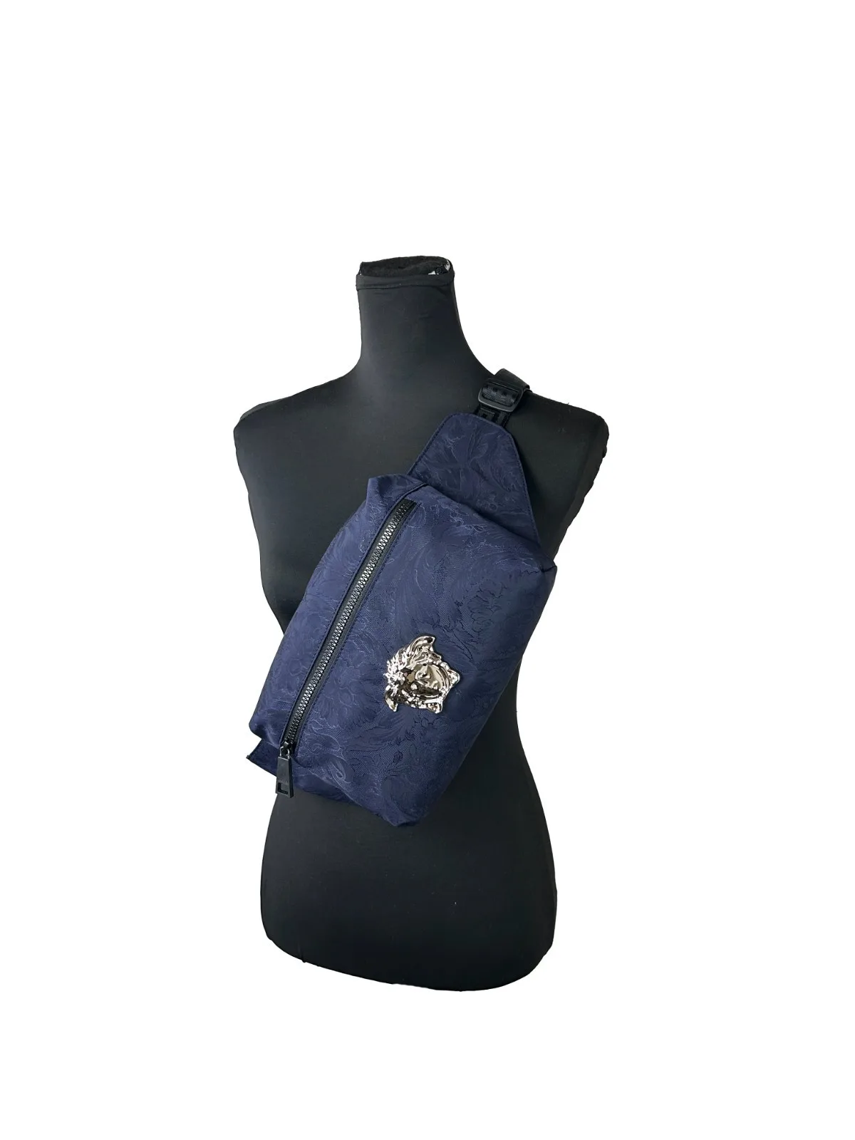 Versace Medusa Navy Nylon Belt Bag Waist Fanny Pack Purse - Image 3