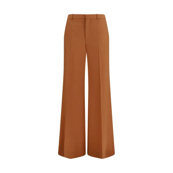 Orange Cotton Flared Pants