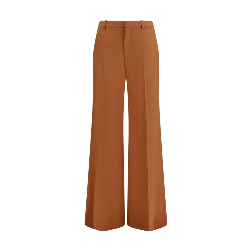 Orange Cotton Flared Pants