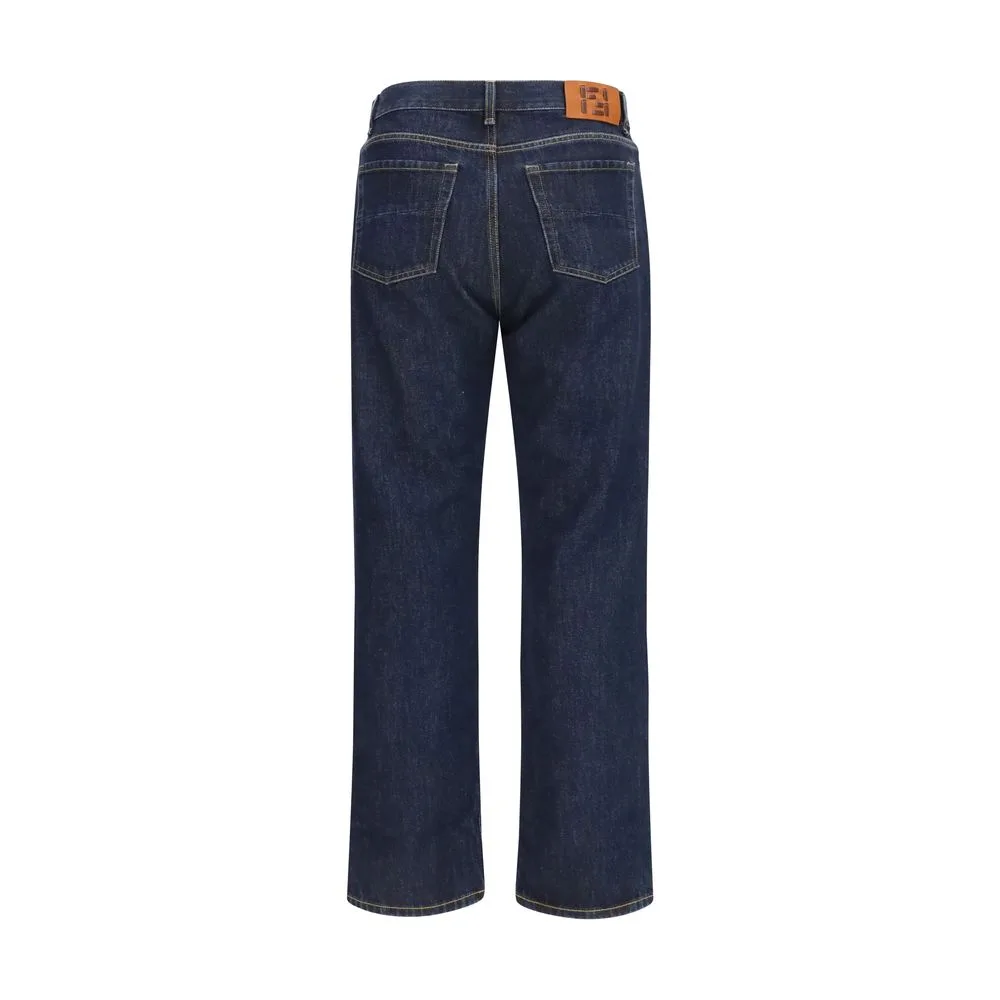 Blue Cotton Straight-Leg Jeans - Image 2