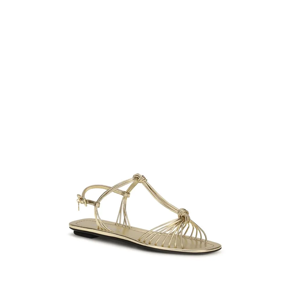 Gold Calf Leather Bos Taurus Flat Sandals - Image 2