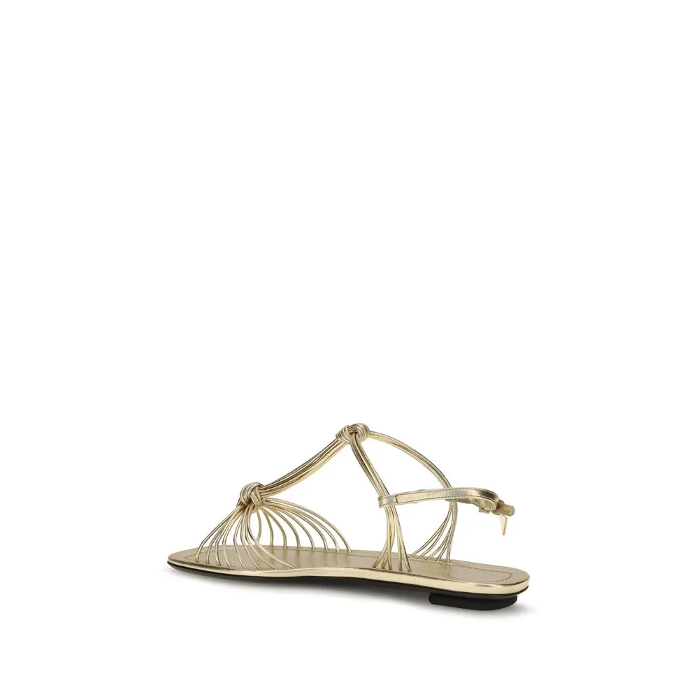 Gold Calf Leather Bos Taurus Flat Sandals - Image 3