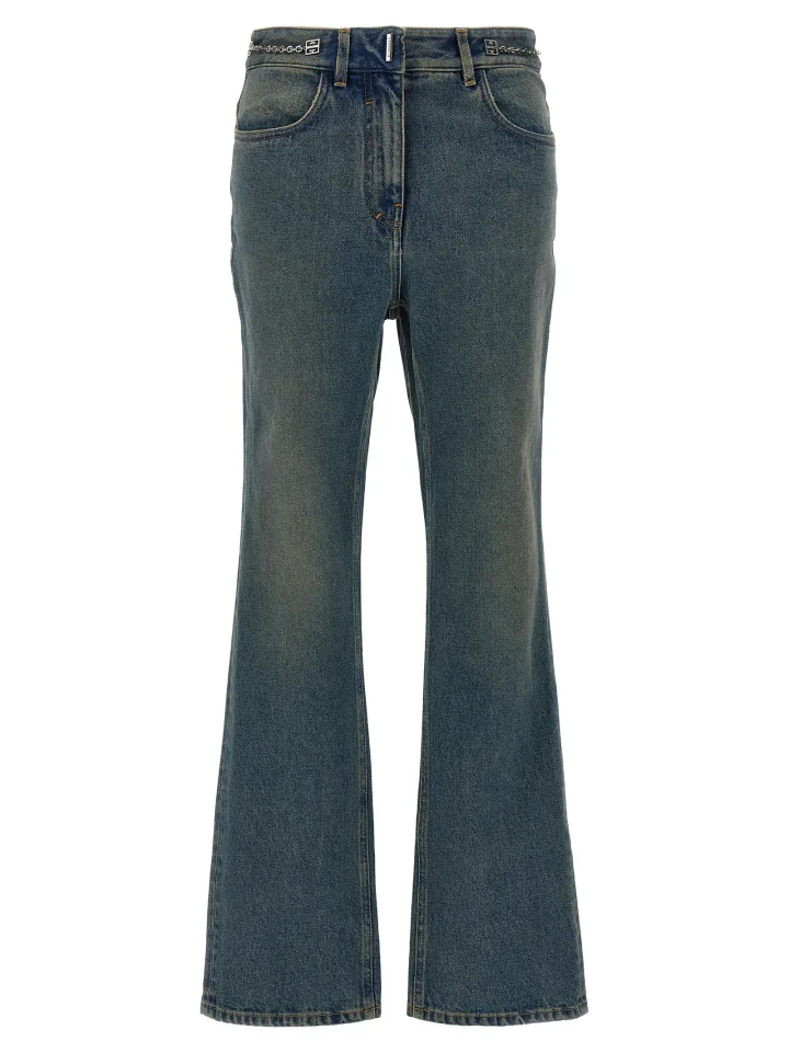 Blue Cotton Bootcut Jeans
