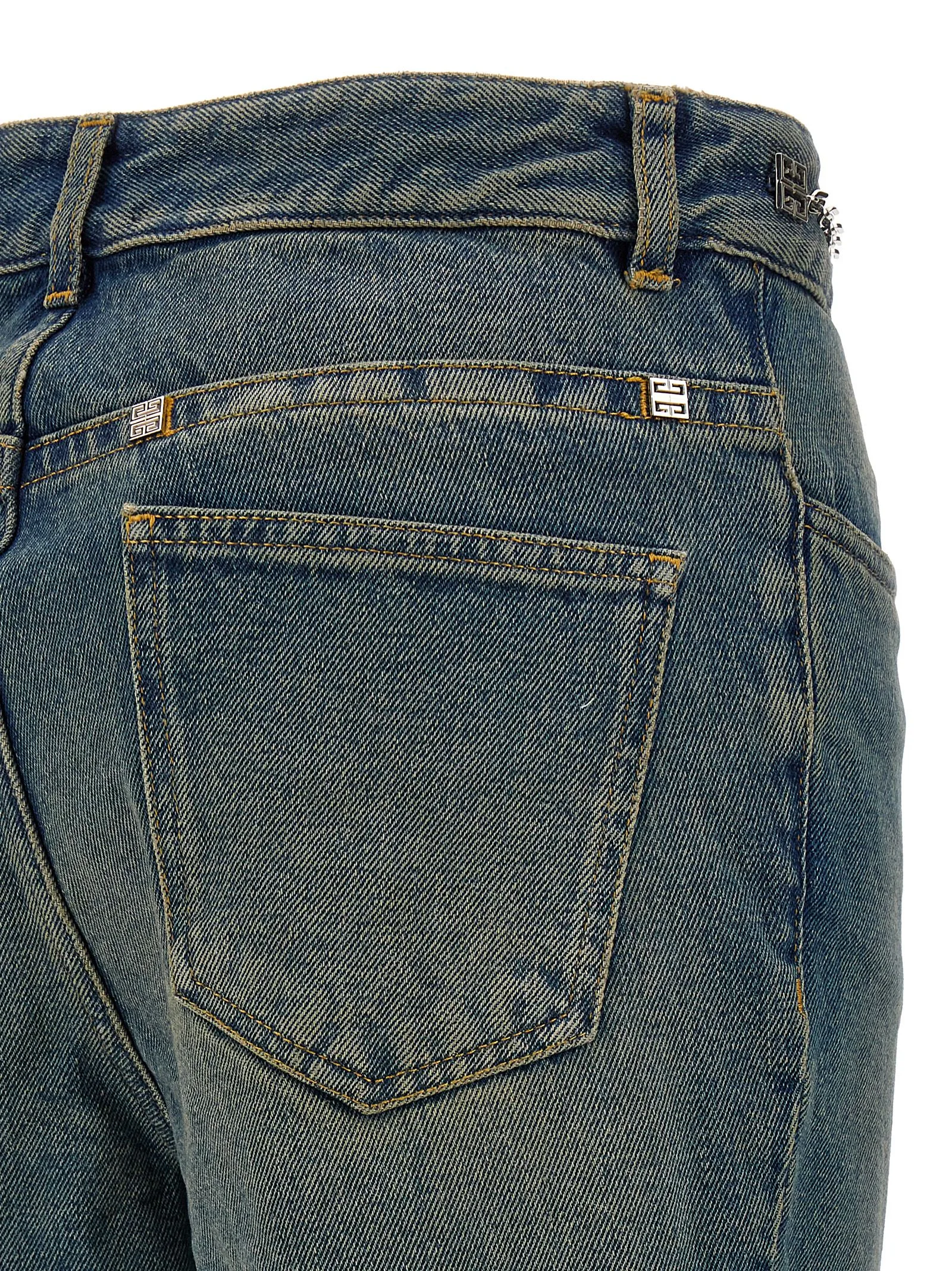 Blue Cotton Bootcut Jeans - Image 4
