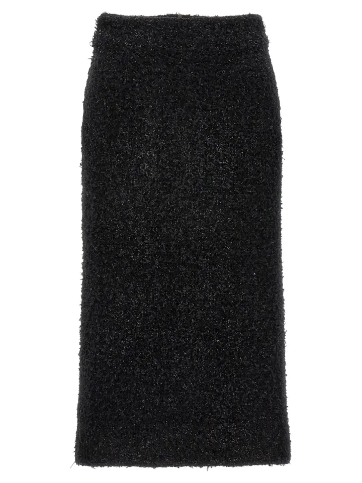 Black Cotton Midi Skirt