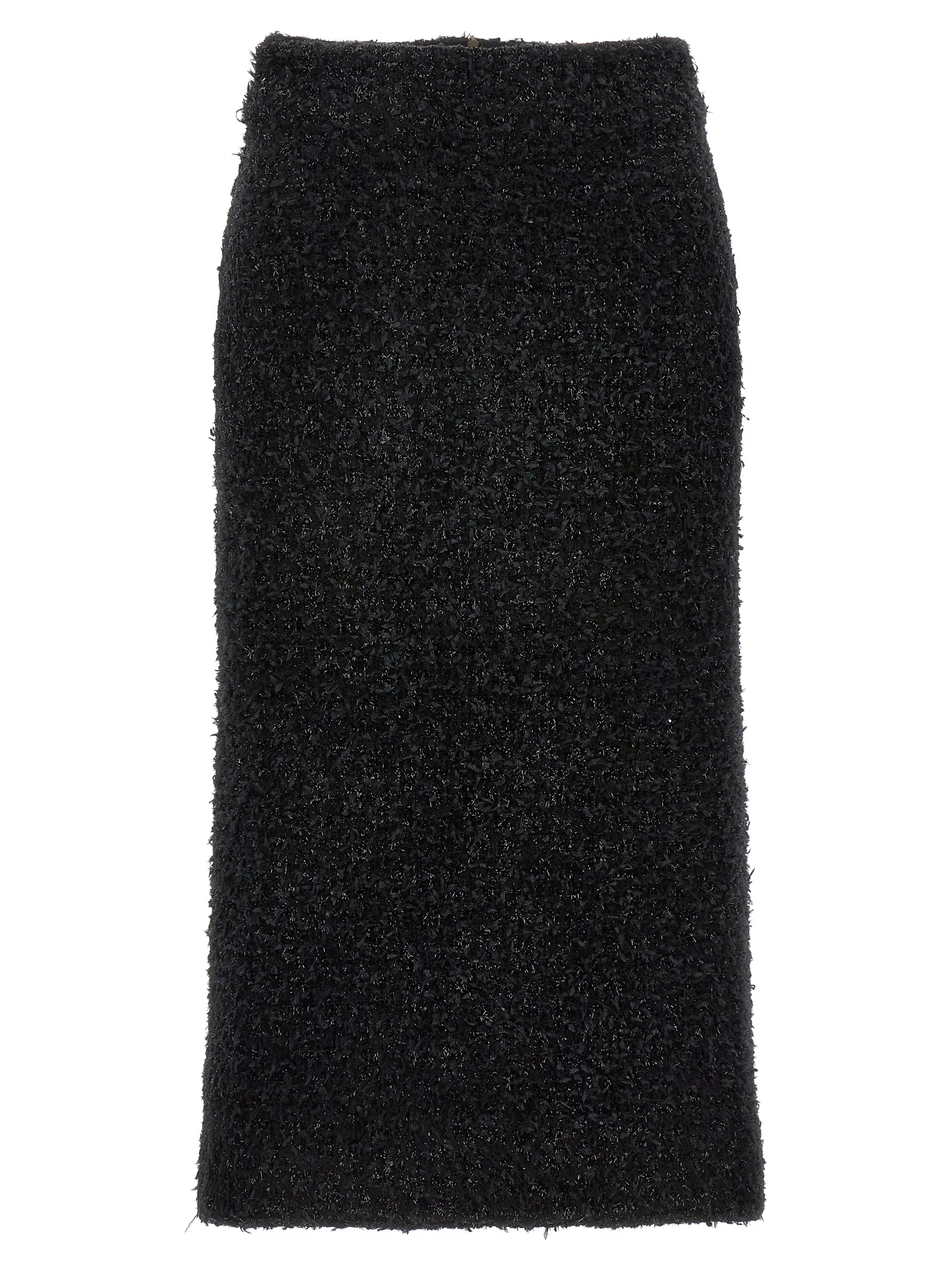 Black Cotton Midi Skirt