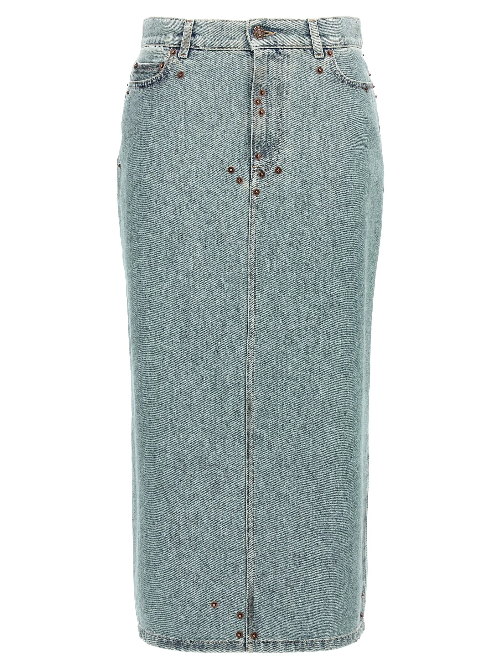 Blue Cotton Midi Skirt